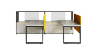 Poste de travail modulaire ouvert moderne pour 4 personnes, mobilier de bureau, design de table de travail, table de bureau avec pieds en métal, postes de travail de bureau