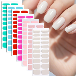 Tùy Chỉnh Hàn Quốc Màu Tinh Khiết Bán Chữa Khỏi Gel Dán Móng Tay Móng Tay Thiết Lập UV Chữa Khỏi Gel Dải Móng Tay - Product Image 4