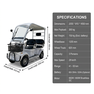 Nuevo Carro de Golf Eléctrico de 3-4 Asientos, Doble Fila, 60V, Vehículo de Recreo con Suspensión Hidráulica, Baja Velocidad, para Resort y Parque - Product Image 6