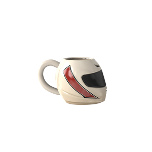 <span class=keywords><strong>Casque</strong></span> de moto intégral personnalisé en céramique avec visière crème et rayures rouges, tasse à café/bière fantaisie pour motard - Product Image 3