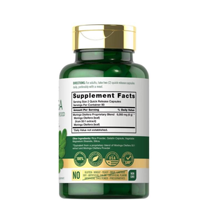 יצרן אספקת oem/odm באיכות גבוהה סיטונאית מחיר טבעי גמילה קפסולות מורינגה פרטי תווית <span class=keywords><strong>moringa</strong></span> עלה קפסולות - Product Image 2