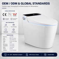 WC intelligent sans réservoir certifié CUPC CE, avec capteur de pied, chasse automatique, bidet intégré, siphon en S, pour projets hôteliers et résidentiels