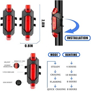 Super Luminoso Faro Anteriore e Posteriore Della Bicicletta HA CONDOTTO LA Luce USB Ricaricabile Fanali Posteriori Della Bicicletta Rosso Ad Alta Intensità LED Accessori - Product Image 3