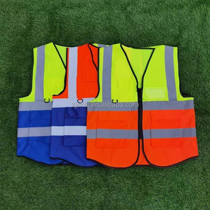 Xây dựng an toàn công cụ vest bán buôn 120gsm cá nhân multipocket vôi và màu xanh an toàn vest - Product Image 4