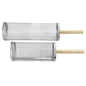 304 Stainless Steel Rolling BBQ <strong>Grill</strong> <strong>Basket</strong> for Meat Vegetables Custom OEM Outdoor Barbecue Accessories Factory Supply - Product Image 5