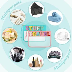 Ensemble de trousses de toilette et de maquillage en PVC transparent avec fermeture éclair pour femmes, organisateur de maquillage, sacs de voyage, sacs de bain et de toilette, pochettes de rangement - Product Image 3