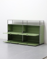 Meuble TV modulaire pliable en acier inoxydable moderne, meuble de salon en métal durable, étagères réglables, 2 étagères, écologique