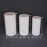 Lot de 3/5 Supports à Fleurs en Métal Blanc Piédestaux Ondulés Présentoir Rond pour Gâteaux Supports à Desserts Décoration de Mariage