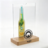 Support de menu de table personnalisé avec logo, en acrylique, avec base en aluminium ou en bois, porte-carte transparent, support d'affichage de menu de table pour restaurant