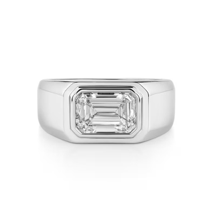 Anillo de Sello con Diamante Cultivado en Laboratorio Más Vendido, Anillo de Dedo Índice o Pinky de Oro Sólido con Engaste de Bisel, Anillo de Boda Minimalista, Elegante Regalo de Joyería - Product Image 1