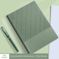 Set de Cuaderno Cosido con Costuras a Vista en Cuero Sintético Tamaño A5 con Logotipo Personalizable, Bloc de Notas Empresarial, Caja de Regalo para Regalos Corporativos