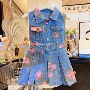 Abito in stile coreano da ragazza <span class=keywords><strong>di</strong></span> 2025 estate nuovo vestito in Denim principessa senza maniche da bambina - Product Image 6