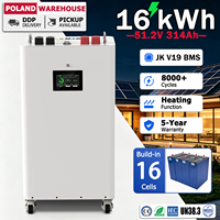 Stock UE 16kWh Power Brick 16S Batterie de stockage d'énergie verticale 48V 51.2V 314Ah JK V19 BMS avec chauffage et roues