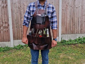 Brown Polyamide <b>Waterproof</b> Unisex Tool <b>Work</b> Coverall Multi Pocket Adjustable Durable Workshop Repair Maintenance Carpenter - Product Image 4