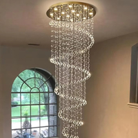 Lustre suspendu en cristal K9 LED en spirale moderne pour escalier de luxe, plafond haut, hall d'hôtel, villa