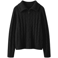 Minimalist ische Damen Kaschmir pullover Strickjacke Klassischer Stil Zopf muster Reiß verschluss Strickjacke OEM/ODM Damen Strickjacke Hersteller