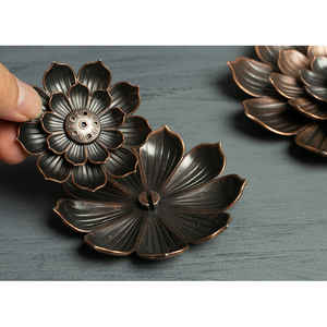 3 Trong 1 Hương <span class=keywords><strong>Stick</strong></span> Chủ Hợp Kim Lotus Dòng Hương Burner Yoga Sage Gỗ Đàn Hương Cuộn Cơ Sở Bronze Thủ Công Trang Trí Nội Thất - Product Image 2