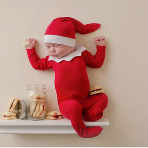 Accessoires <span class=keywords><strong>de</strong></span> photographie pour nouveau-nés, combinaisons en coton d'hiver <span class=keywords><strong>de</strong></span> Noël avec chapeau, vêtements personnalisés pour bébé unisexe, costume <span class=keywords><strong>de</strong></span> Père Noël - Product Image 3
