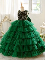 Robe de soirée formelle superposée de haute qualité pour filles, avec de magnifiques fleurs, longue, pour robe de cérémonie pour enfants, robe de princesse