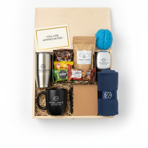 Kit de récompense personnalisé pour employés avec logo, coffret cadeau, vêtements, articles de boisson et cartes de reconnaissance pour les programmes RH - Product Image 1