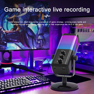 Purple Professional Cardioid RGB Condenser Type C Wired <b>Microphone</b> <b>for</b> Desktop Live Streaming Recording Gaming Noise Reduction - Product Image 2