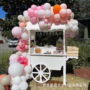 Chariot à roulettes en bois pour bonbons et desserts, pour mariage, anniversaire, décoration extérieure, 202 spécifications, style élégant - Product Image 1