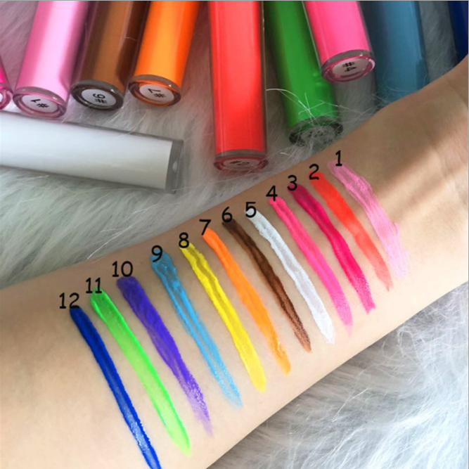 Hot Sale OEM Cosmetics 12 colors Liquid eyeliner Matte liquid fast - drying liquid eyeliner lasting Private Label Eye Shadow