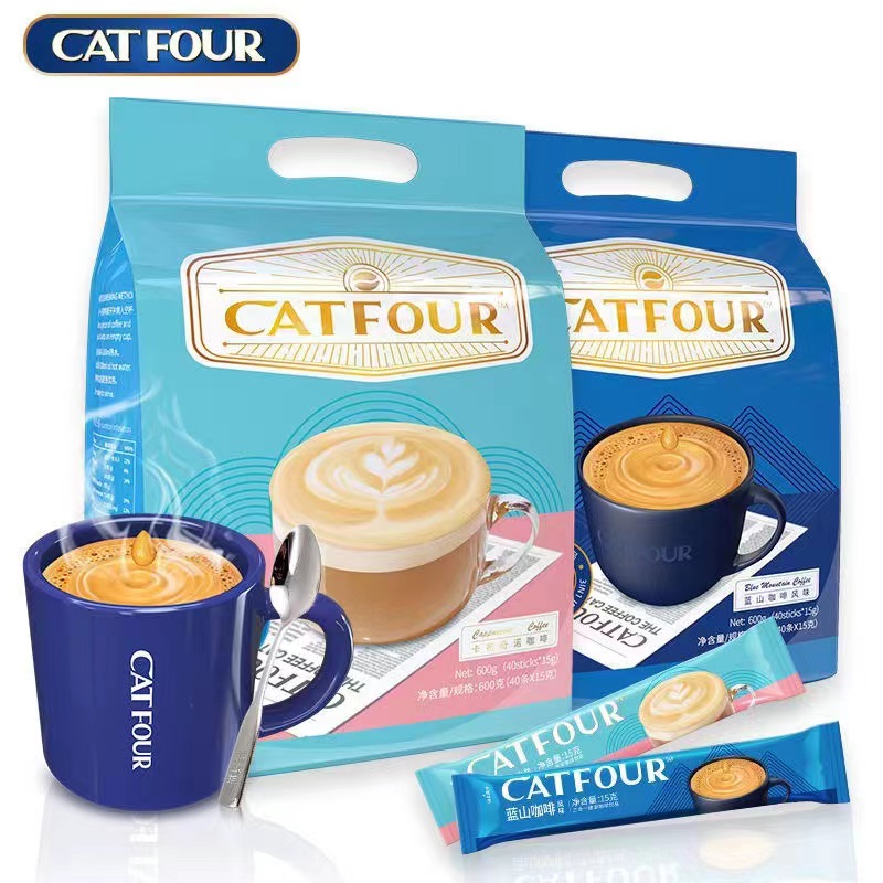 Растворимый Кофе Catfour синий горный кофе 40 вкусов ароматный капучино три в одном оптом