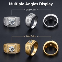 Bague de luxe Hip Hop plaquée or en argent sterling S925 avec moissanite D VVS1, cadeau pour petit ami, pour les fêtes et le quotidien