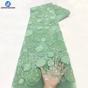 Tessuto in Pizzo Sinya Ecologico con Perle Bianche e Paillettes, Elegante Ricamo Pesante con Perline per Abiti <span class=keywords><strong>da</strong></span> <span class=keywords><strong>Sposa</strong></span> e Abbigliamento Femminile di Lusso - Product Image 5