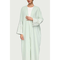 Robe Abaya Musulmane Brodé(e) Ouvert(e) pour Femme, Décontractée, ODM, Été, Maxi, Manches Longues, Respirante, Grande Taille, Polyester, Bonne Qualité, Dubaï
