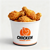 Seau à poulet frit personnalisé, imprimé, jetable, à paroi simple, imperméable, écologique, biodégradable, de qualité alimentaire, avec logo orange