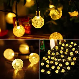 Solar String Lights Outdoor With Remote 36 Feet 60 Crystal Globe Waterproof LED Fairy Lights 8 Modes Outdoor Patio Light