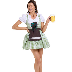 Costume Oktoberfest 2026, 3 Colori, Abito per Festival della Birra, Gonna a Quadri <span class=keywords><strong>da</strong></span> Cameriera per Donna - Product Image 3