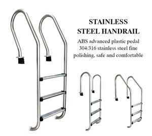 Échelle de piscine moderne en acier inoxydable isolée pour piscine hors sol, marches d'escalier - Product Image 2