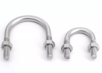 Boulon en U à tête ronde personnalisé en acier inoxydable 304 nickelé/zingué/lisse classe 4.8 et 6.8 avec 2 écrous, collier de serrage pour tuyaux, boulon fileté UNF
