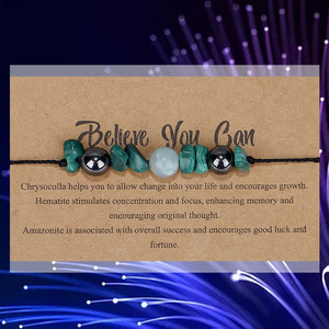 Pulsera Unisex Transfronteriza de Nueva Colección con Cuentas de Cristal y Estrás, de <span class=keywords><strong>Crisocola</strong></span>, Hematita y Amazonita, con Hilo Encerado, con Significado de Confianza - Product Image 2