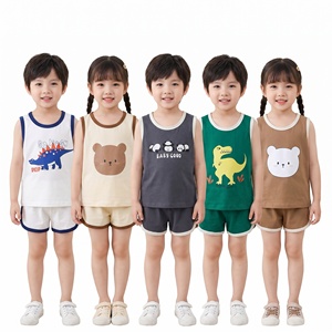 Ensemble gilet et short en coton sans manches pour filles, version coréenne, nouvelle collection été pour enfants, ensemble deux pièces pour garçons, vente en gros - Product Image 1