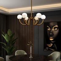 Lustre en laiton et albâtre de style luxueux, finition dorée élégante et moderne, hauteur réglable, luminaire LED d'intérieur pour salon, maison, bureau