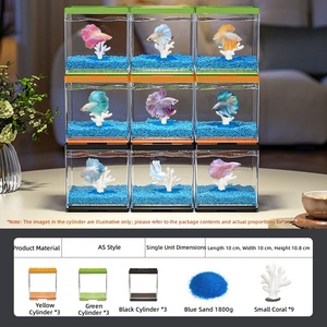 Nouvel aquarium carré empilable pour poissons Betta 2026 en AS et PP - Aquarium de bureau ultra-transparent à 95 % avec conception modulaire DIY - Product Image 6