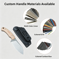 Couteau fixe Full Tang en acier 14C28N, lame Stonewashed, manche en Micarta lin, couteau de survie et de bushcraft pour l'extérieur avec étui Kydex