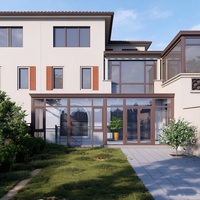 Véranda préfabriquée en aluminium à toit plat, cadre thermolaqué, pour jardin, solaire 4 saisons, idéale pour villa, cour extérieure