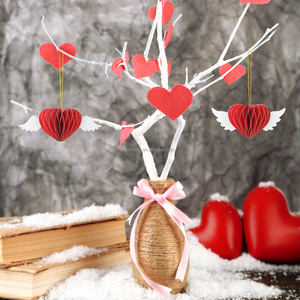 Decorazioni di san valentino ornamento a nido d'ape argento <span class=keywords><strong>angelo</strong></span> ala <span class=keywords><strong>con</strong></span> cuore rosso per le decorazioni - Product Image 2