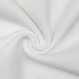 200GSM мягкая на ощупь Белая бархатная ткань полиэстер спандекс Материал двойной Полярный технический флисовая ткань для продажи