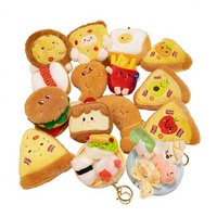Fabricant de peluches OEM ODM, série alimentaire personnalisée, mini peluches hamburger, designs de peluches personnalisées, porte-clés en peluche personnalisé
