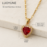 LUOYUNE Collier Cœur Exquis Plaqué Or 18K avec Pendentif Délicat en Cristal Pavé de Strass, Bijou Bohème Tendance pour Mariage et Fête