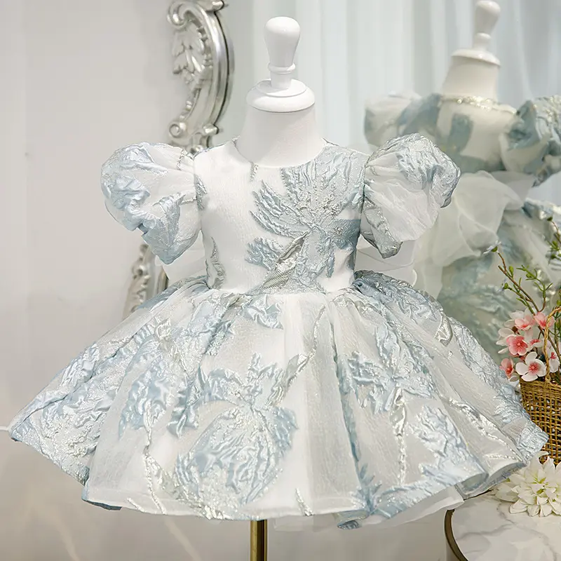 Finalz bebek doğum günü partisi prenses elbise puf kollu toddler kız elbise