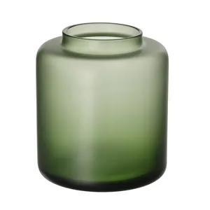 花瓶中国製モダンエレガントヴィンテージグリーンシリンダー花ガラス