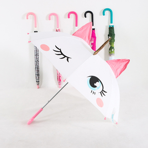 Parapluie enfant licorne dessin animé, ouverture manuelle, 8 baleines, panneau en pongee, poignée rose, protection soleil et pluie pour la rentrée scolaire - Product Image 4