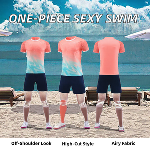 ชุดบิกินี่วันพีซแบบไฮคัท เปิดไหล่ ผ้าโพลีเอสเตอร์/ไนลอน ระบายอากาศได้ดี รับผลิตแบบ OEM ชุดว่ายน้ำเซ็กซี่สำหรับผู้หญิง - Product Image 2